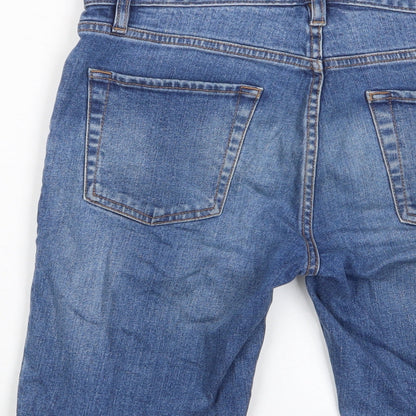 Topshop Mens Blue Cotton Bermuda Shorts Size 30 in L11 in Slim Button - Stretch, Pockets