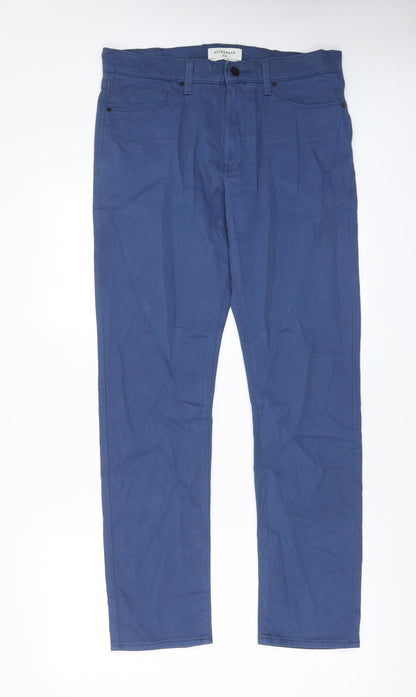 Autograph Mens Blue Cotton Straight Jeans Size 32 in L31 in Slim Zip - Pockets