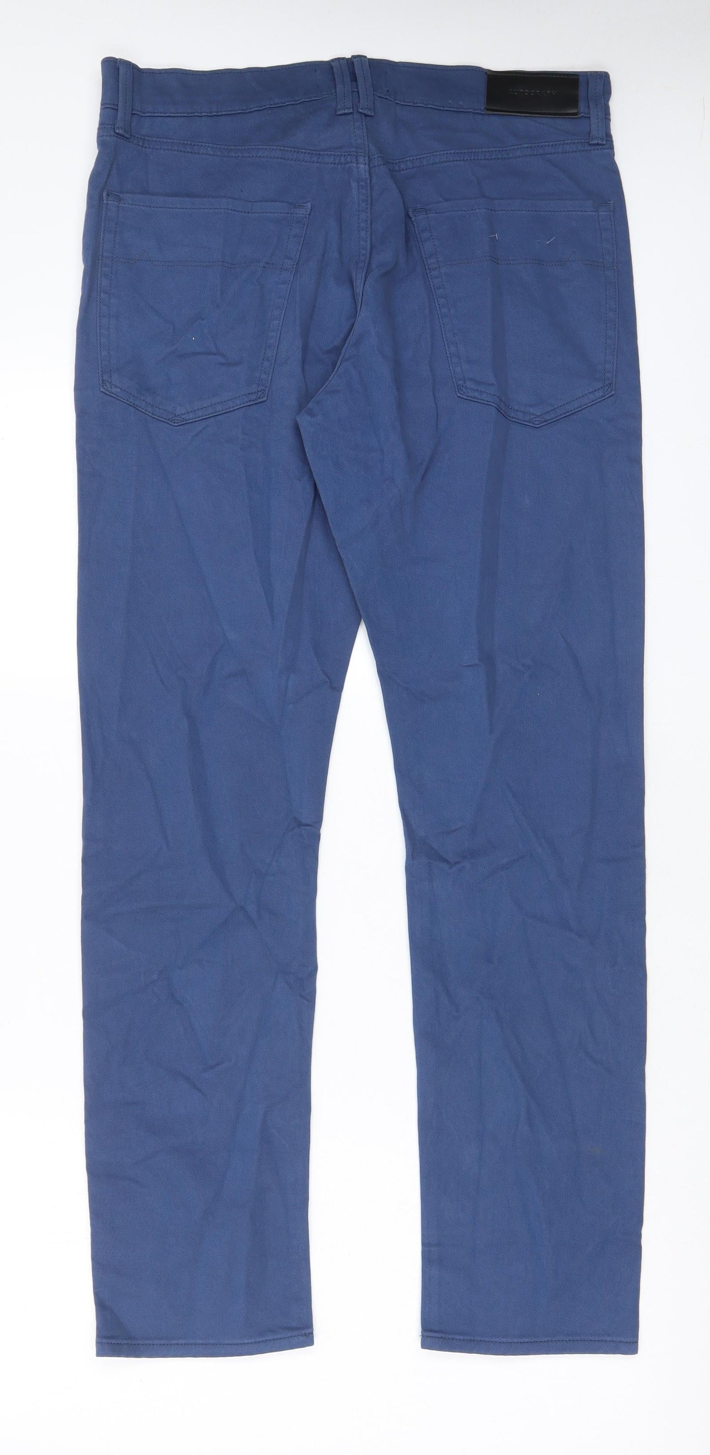 Autograph Mens Blue Cotton Straight Jeans Size 32 in L31 in Slim Zip - Pockets