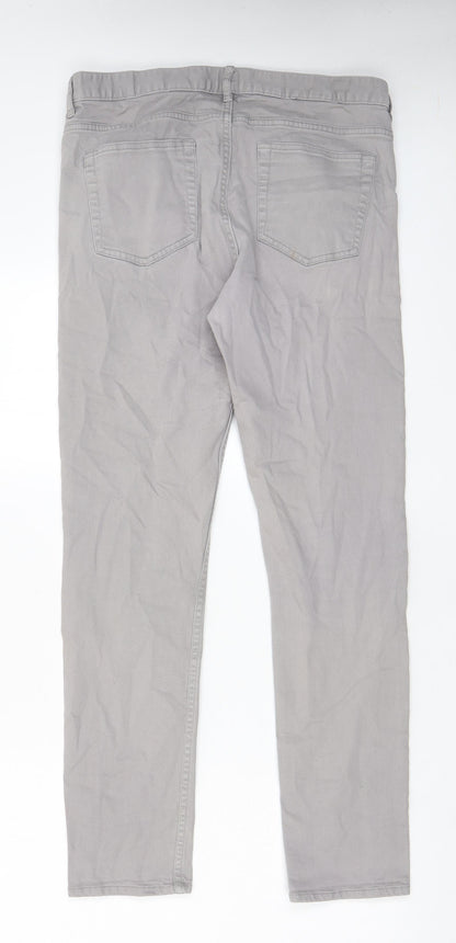 H&M Mens Grey Cotton Skinny Jeans Size 33 in L30 in Regular Zip - Pockets