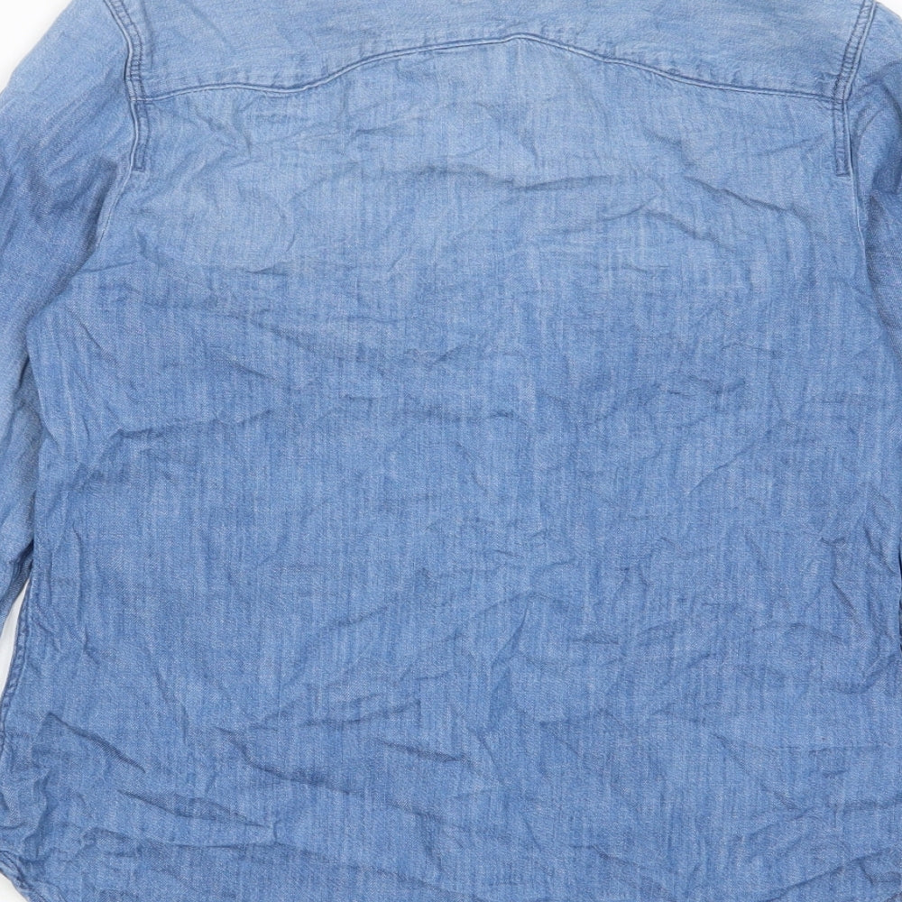 Womens UK Size 8 H&M Blue Basic Button-Up