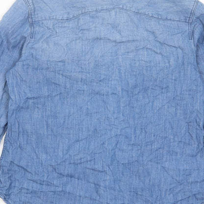 Womens UK Size 8 H&M Blue Basic Button-Up