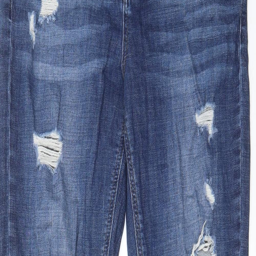 Topshop Womens Blue Cotton Straight Jeans Size 28 in L32 in Regular Zip - Pockets