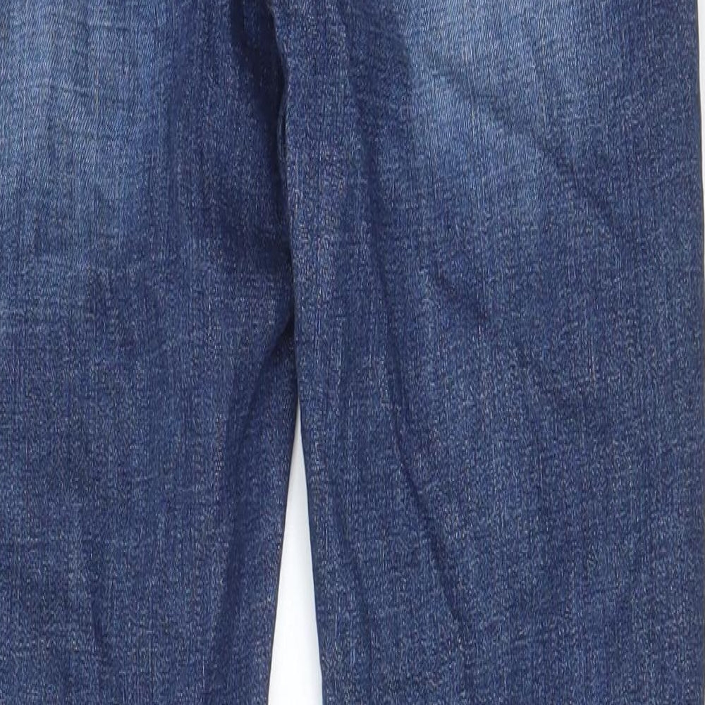 Topshop Womens Blue Cotton Straight Jeans Size 28 in L32 in Regular Zip - Pockets