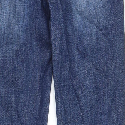 Topshop Womens Blue Cotton Straight Jeans Size 28 in L32 in Regular Zip - Pockets
