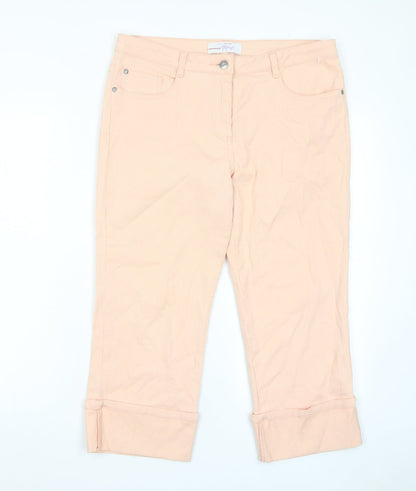 Womens UK Size 12 Papaya Regular Fit Cropped Pink Jeans