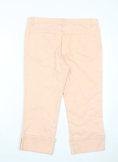 Womens UK Size 12 Papaya Regular Fit Cropped Pink Jeans