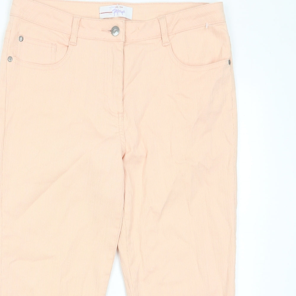 Womens UK Size 12 Papaya Regular Fit Cropped Pink Jeans