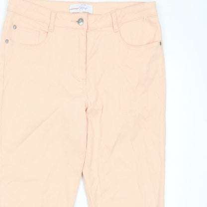 Womens UK Size 12 Papaya Regular Fit Cropped Pink Jeans