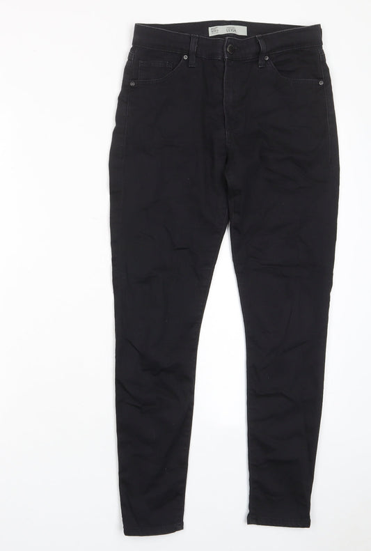 Topshop Womens Black Cotton Skinny Jeans Size 28 in L30 in Regular Zip - Pockets