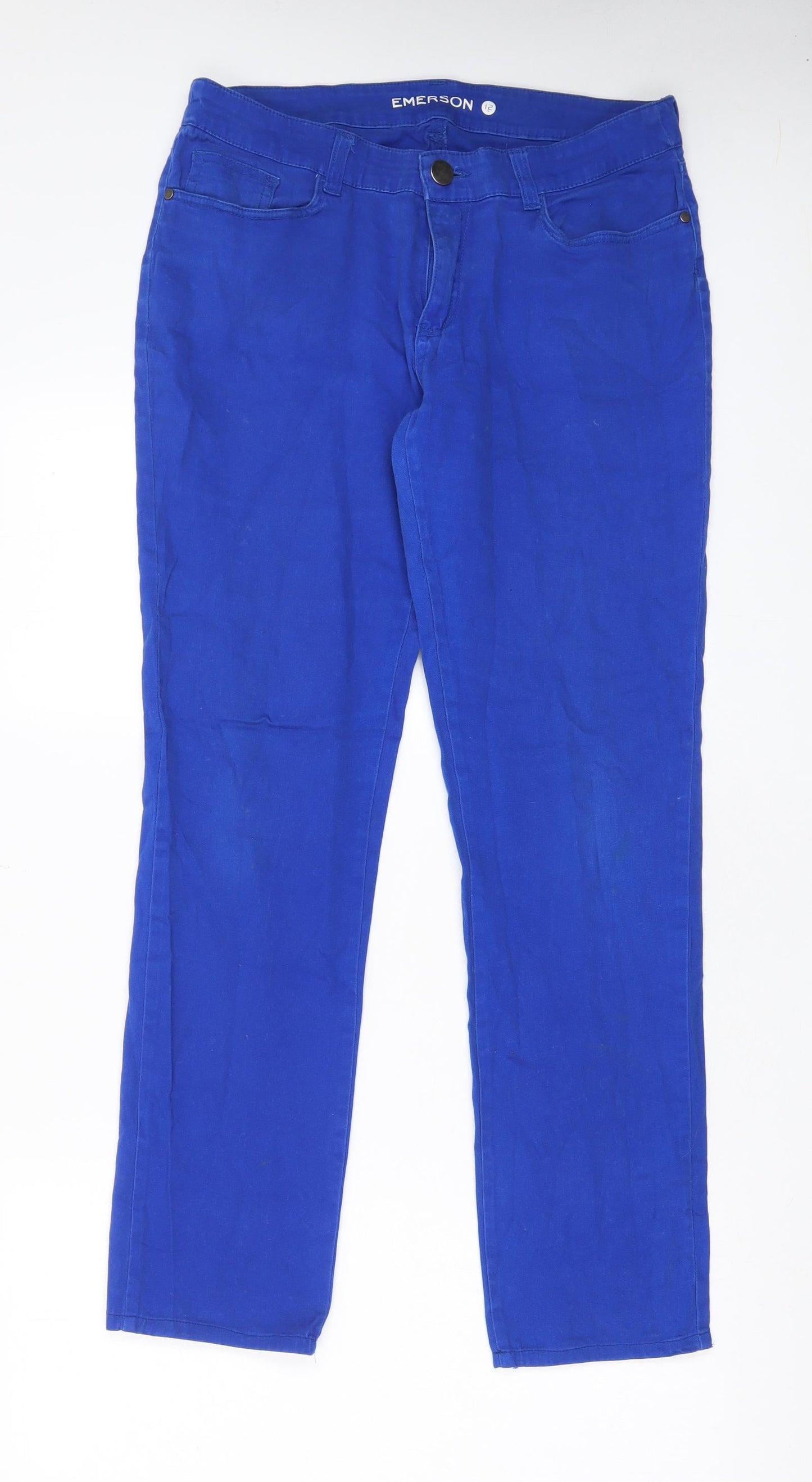 Emerson Womens Blue Cotton Straight Jeans Size 12 L29 in Regular Zip - Pockets