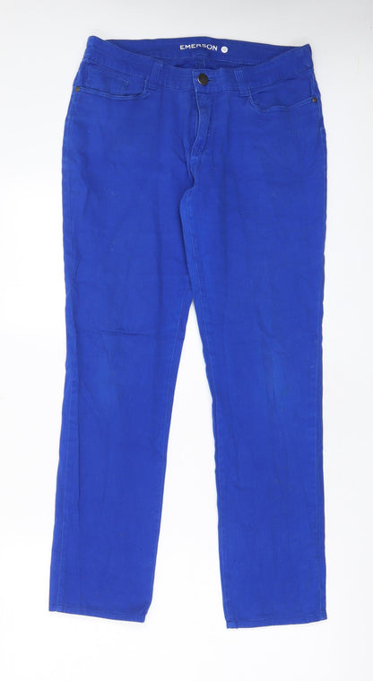 Emerson Womens Blue Cotton Straight Jeans Size 12 L29 in Regular Zip - Pockets
