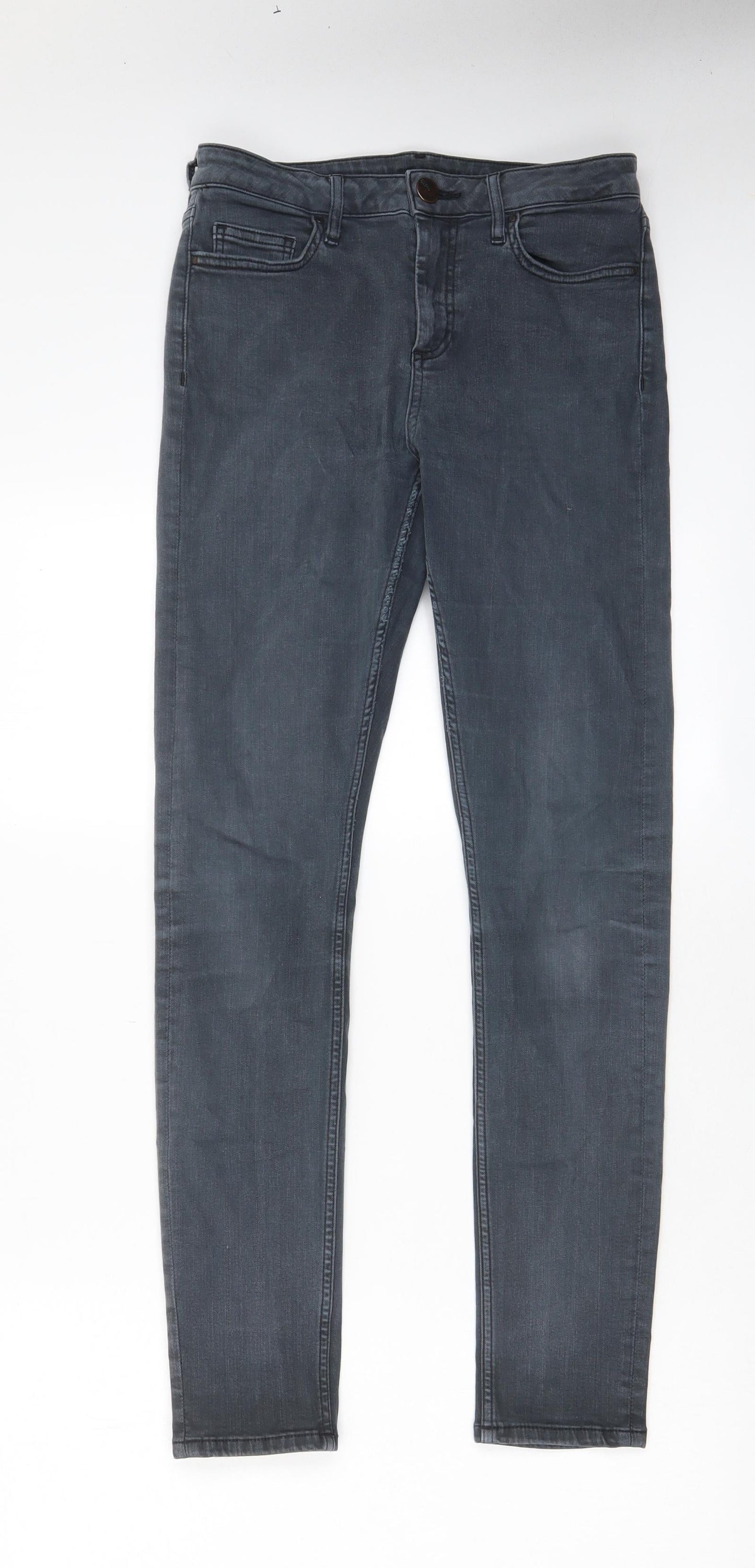 Topshop Womens Grey Cotton Skinny Jeans Size 28 in L32 in Regular Zip - Pockets