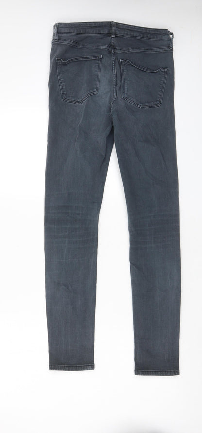 Topshop Womens Grey Cotton Skinny Jeans Size 28 in L32 in Regular Zip - Pockets