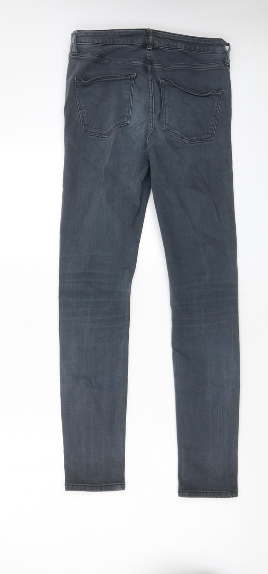 Topshop Womens Grey Cotton Skinny Jeans Size 28 in L32 in Regular Zip - Pockets