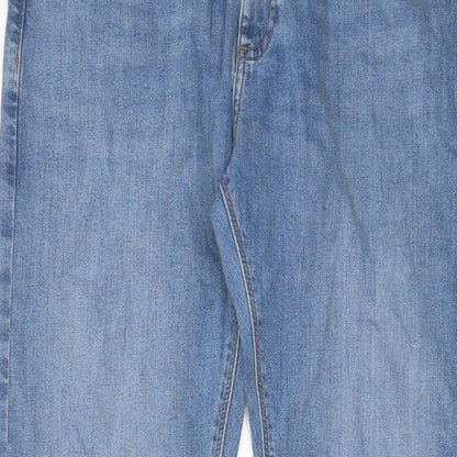 Marks and Spencer Mens Blue Cotton Straight Jeans Size 31 in L31 in Slim Zip - Pockets