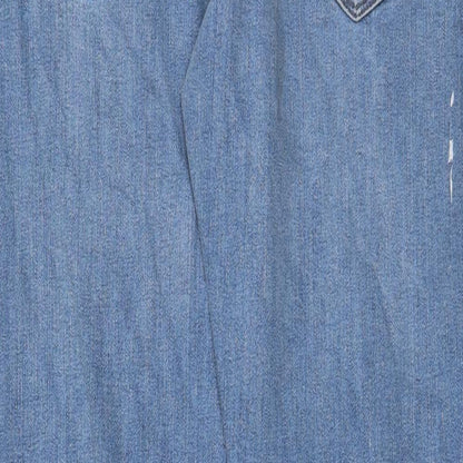 Marks and Spencer Mens Blue Cotton Straight Jeans Size 31 in L31 in Slim Zip - Pockets