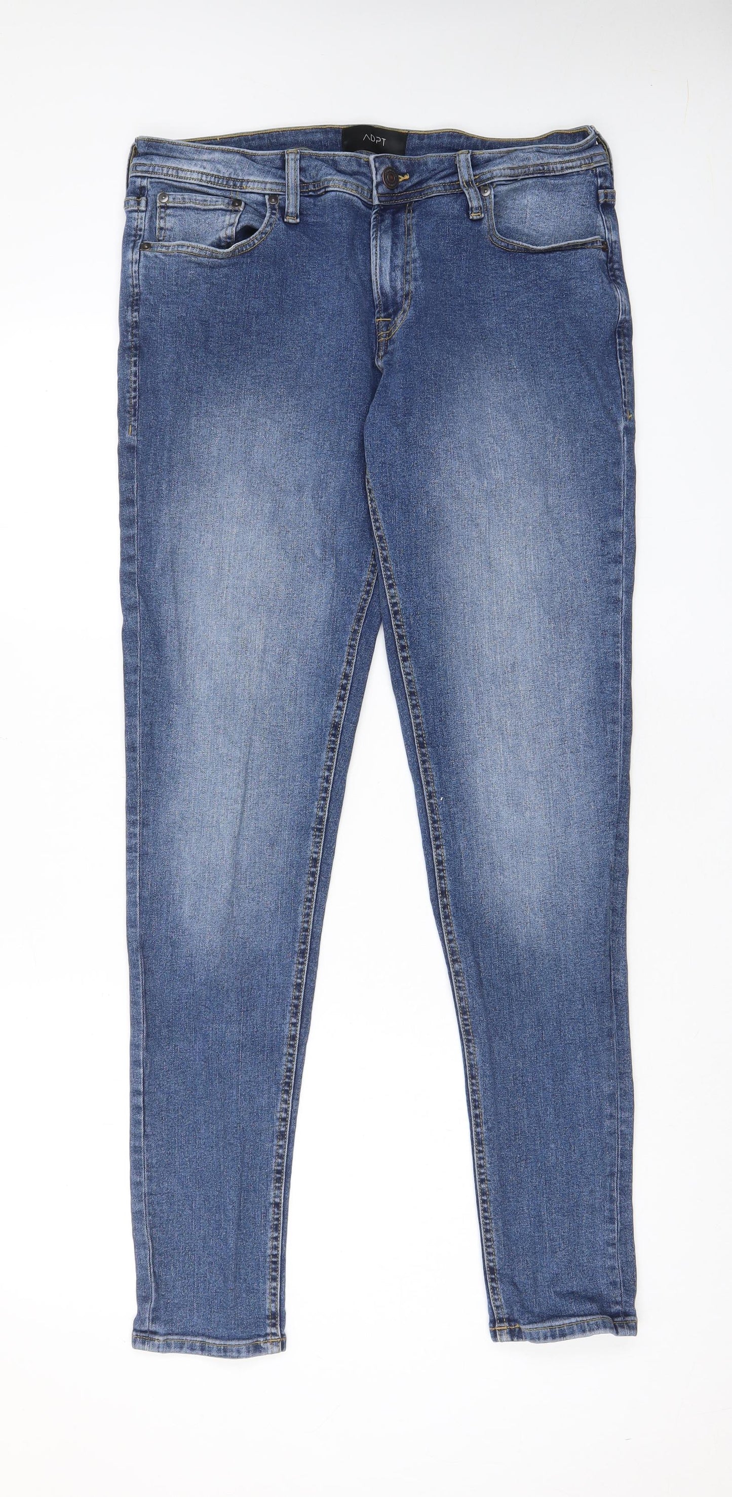ADPT Mens Blue Cotton Skinny Jeans Size 33 in L34 in Regular Zip - Pockets