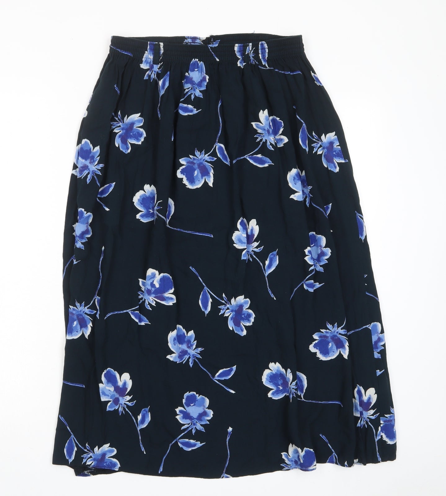Anna Morelle Womens Blue Floral Viscose A-Line Skirt Size 30 in
