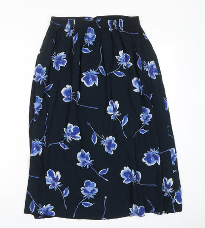 Anna Morelle Womens Blue Floral Viscose A-Line Skirt Size 30 in