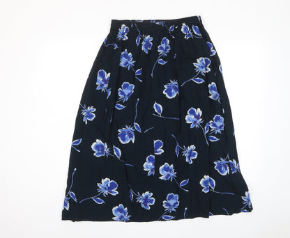 Anna Morelle Womens Blue Floral Viscose A-Line Skirt Size 30 in