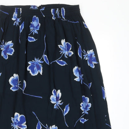Anna Morelle Womens Blue Floral Viscose A-Line Skirt Size 30 in