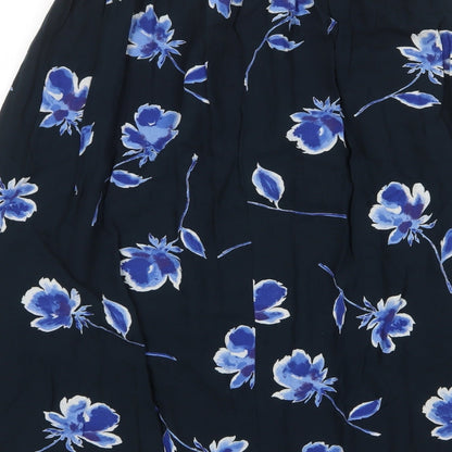 Anna Morelle Womens Blue Floral Viscose A-Line Skirt Size 30 in