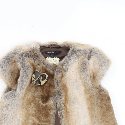 Close-up detail of Autograph girls’ brown jacket, size 3-4, years button - bow