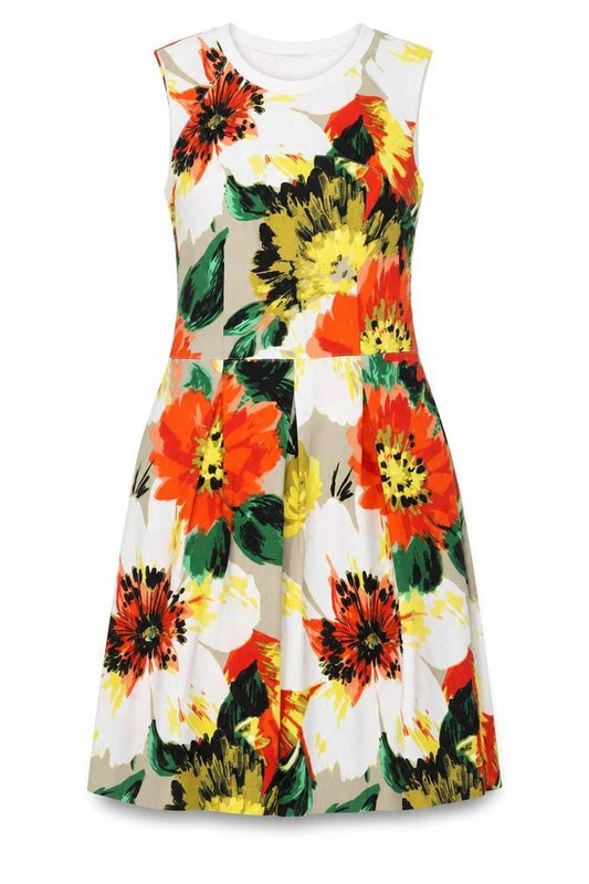 NEXT Womens Multicoloured Floral Polyester Fit & Flare Size 12 Crew Neck Zip