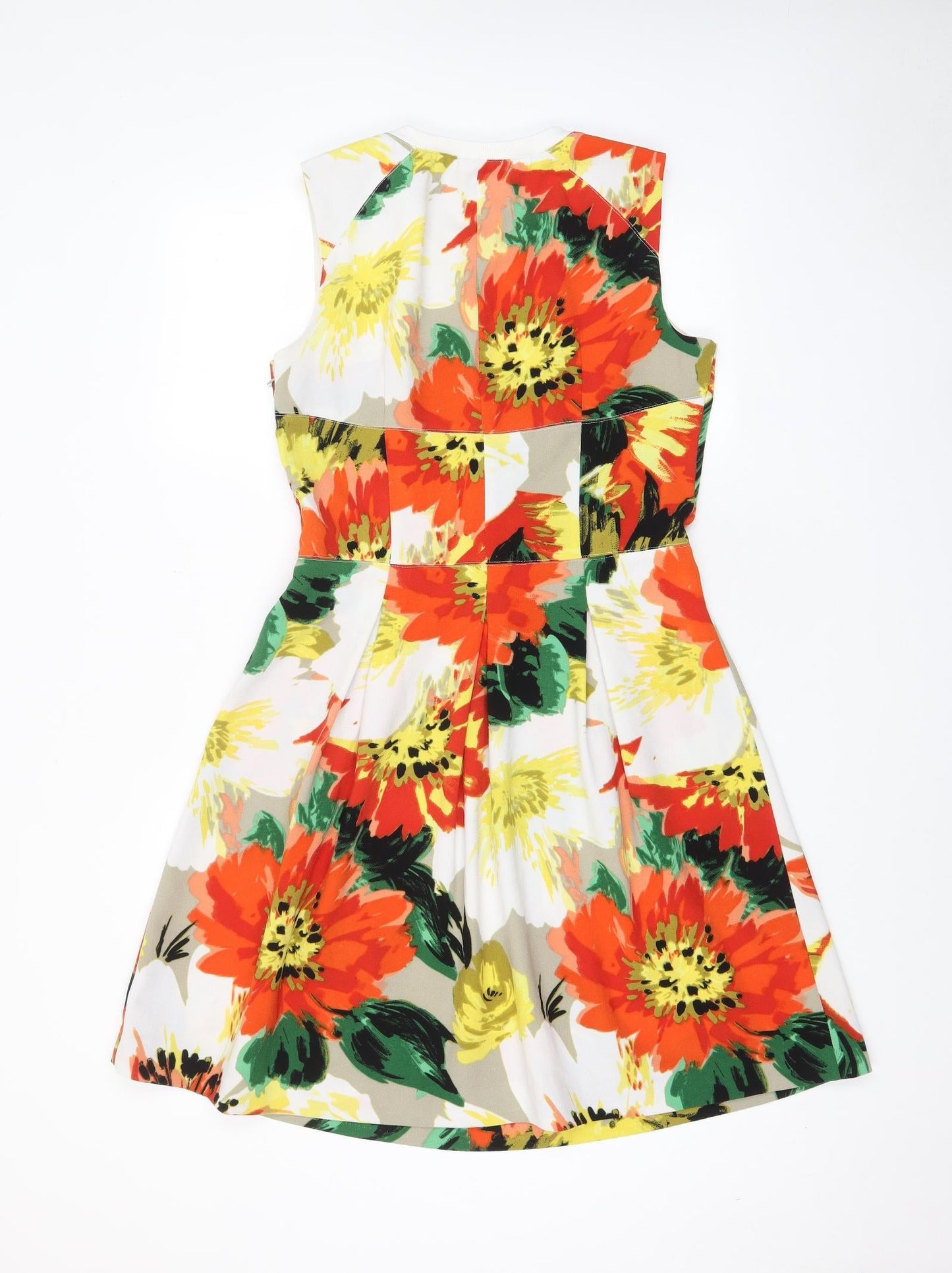 NEXT Womens Multicoloured Floral Polyester Fit & Flare Size 12 Crew Neck Zip