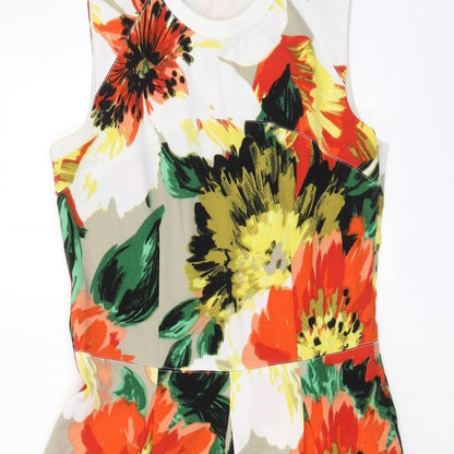 NEXT Womens Multicoloured Floral Polyester Fit & Flare Size 12 Crew Neck Zip