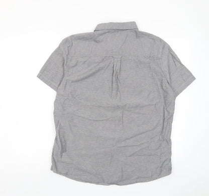 Burton Mens Grey Cotton Button-Up Size L Collared Button - Pocket