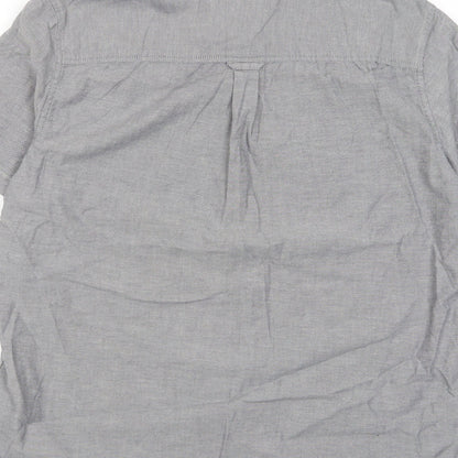 Burton Mens Grey Cotton Button-Up Size L Collared Button - Pocket