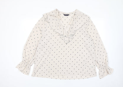 Womens UK Size 12 Marks and Spencer Beige Basic Blouse