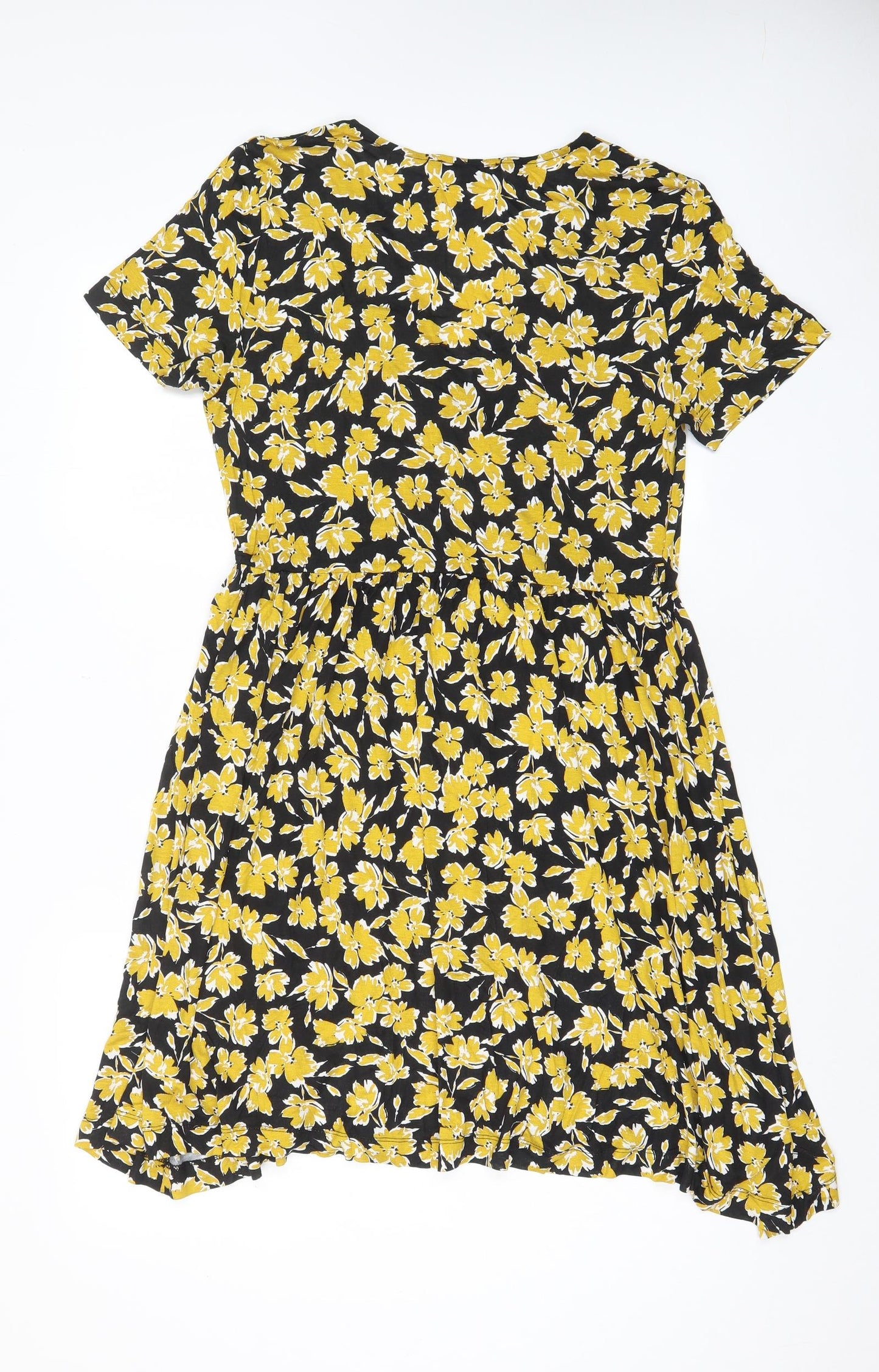 French Connection Womens Yellow Fair Isle Viscose A-Line Size M V-Neck Pullover