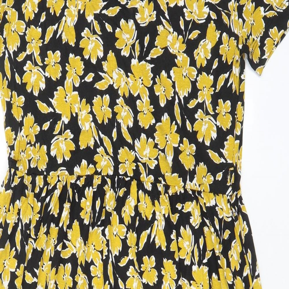 French Connection Womens Yellow Fair Isle Viscose A-Line Size M V-Neck Pullover