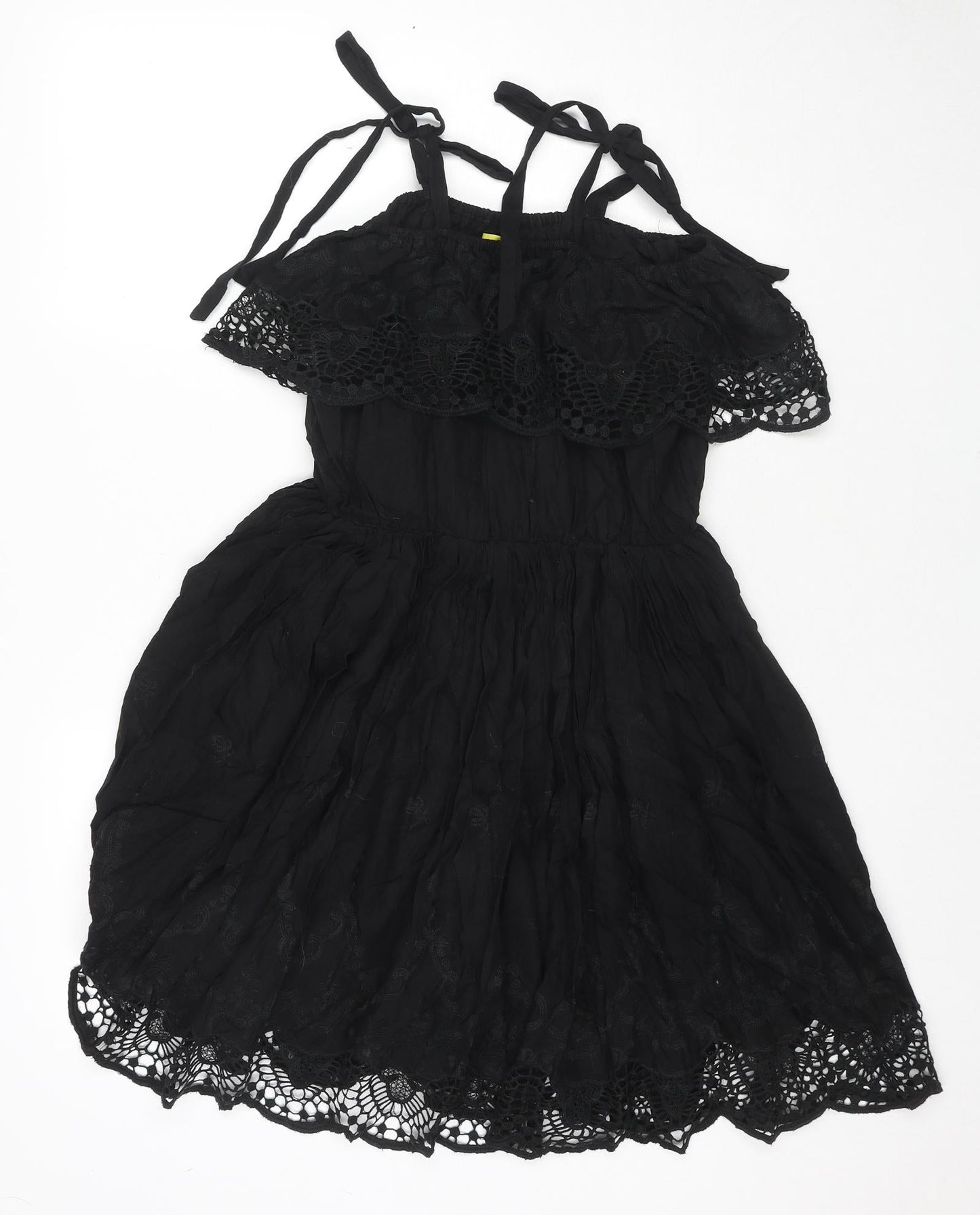 Max C London Womens Black Cotton Trapeze & Swing Size M Off the Shoulder Pullover - Lace detail