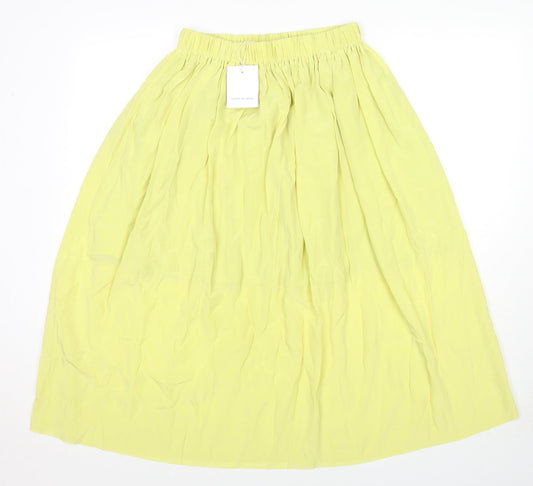 Samsøe Samsøe Womens Yellow Polyester Pleated Skirt Size S
