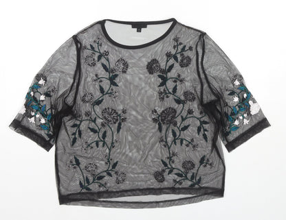 Womens UK Size 12 River Island Black Basic Blouse