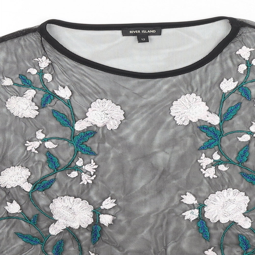 Womens UK Size 12 River Island Black Basic Blouse