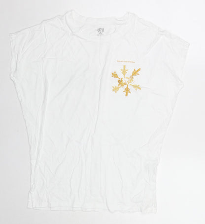 Womens UK Size XS Uniqlo White Basic T-Shirt