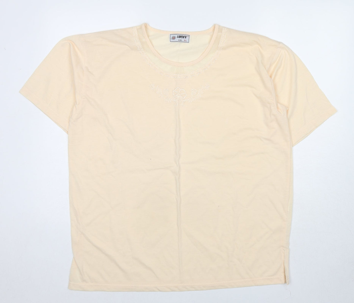 Womens UK Size XL Lucky Yellow Basic T-Shirt