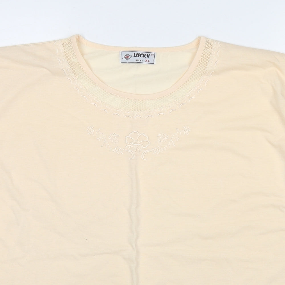Womens UK Size XL Lucky Yellow Basic T-Shirt