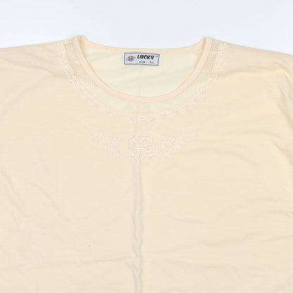 Womens UK Size XL Lucky Yellow Basic T-Shirt