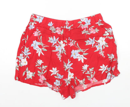 Divided by H&M Womens Red Floral Cotton Hot Pants Shorts Size 10 L3 in Regular Pull On