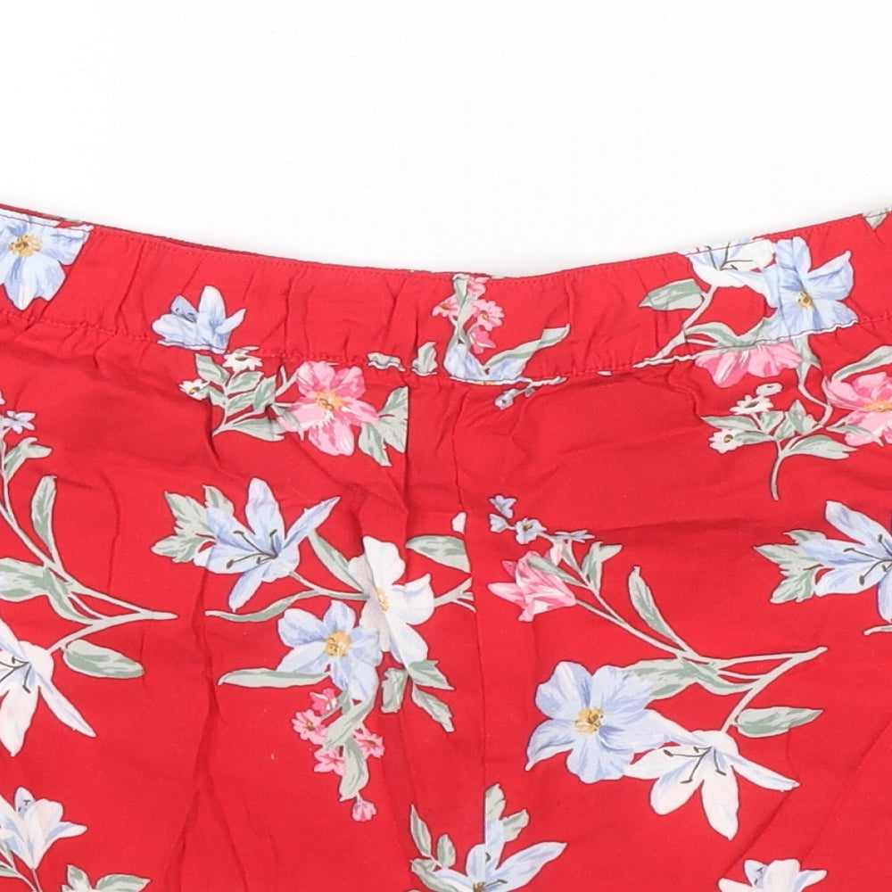 Divided by H&M Womens Red Floral Cotton Hot Pants Shorts Size 10 L3 in Regular Pull On