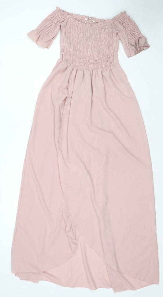 Made in Italy Womens Pink Polyester Maxi Size 18 Off the Shoulder Pullover