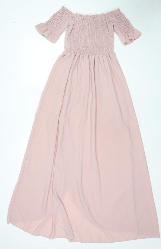 Made in Italy Womens Pink Polyester Maxi Size 18 Off the Shoulder Pullover