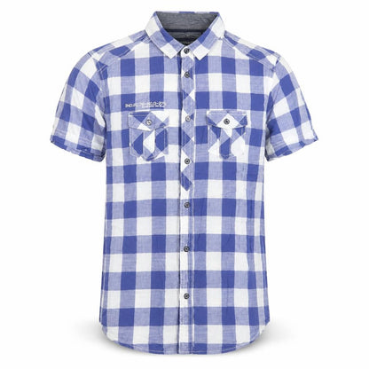 Industrialize Mens Blue Check Cotton Button-Up Size S Collared Button