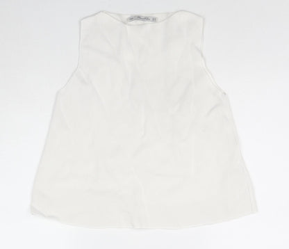 Womens UK Size M Zara White Basic Tank
